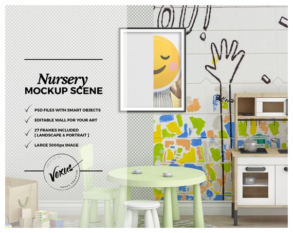 Wall Frame Mockup Nursery Room Blank Wall Canvas