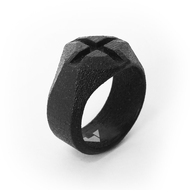 Steel jewelry anniversary Black statement ring men 11th anniversary steel anniversary for him 11 year anniversary gifts for men ODIN S