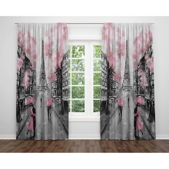 Eiffel Tower Paris Themed Digital Print Curtain Etsy
