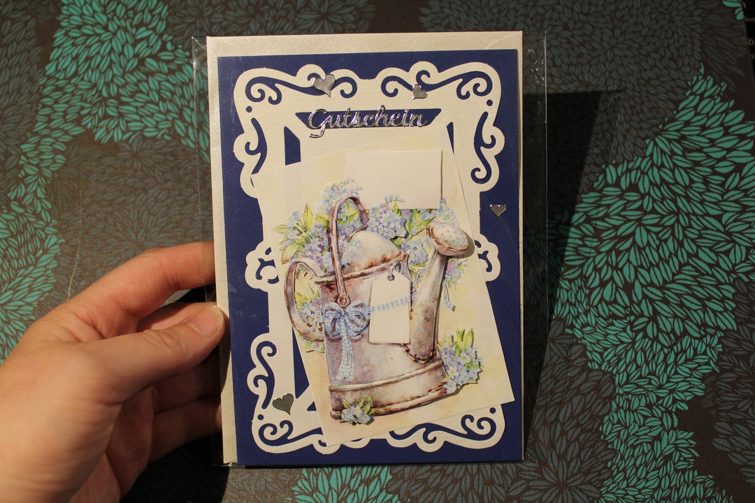 Handmade Folding Card Greeting Card Coupon Dark Blue Silver Etsy