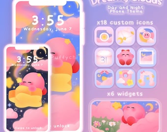 Dreamy Clouds - Cute Kirby Phone Theme - Phone Wallpaper - Phone Widgets - Phone Icons