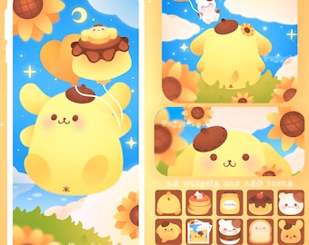 Pudding Dog Phone Theme - Cute Dog Icon set - Phone Wallpaper - Phone Widgets - Phone Icons