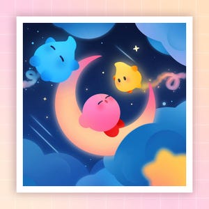 Sleeping With Lumas · Kirby Print · Cute Print · Mini Print