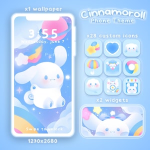 Cinna Among The Clouds - Cute Bunny Icon set - Phone Wallpaper - Phone Widgets