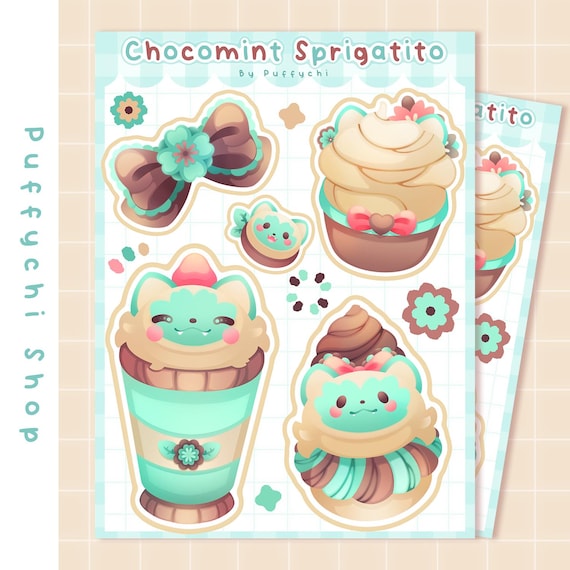 Chocomint Sprigatito· Pokemon Stickers  · Vinyl Sticker Sheet