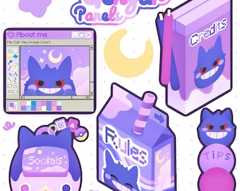 Twitch Stream Panels / Gengar / Cute Stream Overlay