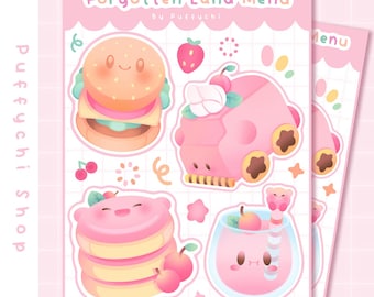 Forgotten Land Menu · Cute Stickers · Vinyl Sticker Sheet · Kirby Stickers