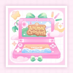 Pastel Pink 3DS  · Cute Print · Cartoon Print · Kawaii Print