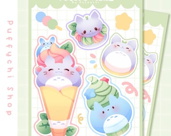 Big Cat Menu · Cute Stickers · Vinyl Sticker Sheet · Japanese Movie Stickers