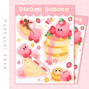 Kirby's Bakery · Adesivi carini · Foglio di adesivi in vinile · Adesivi kawaii