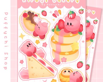 Kirby's Bakery · Cute Stickers · Vinyl Sticker Sheet · Kawaii Stickers
