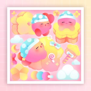 Sleeping in Dreamland · Kirby Print · Cute Print · Mini Print