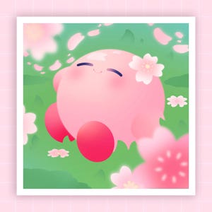 Cherry Blossom Breeze · Kirby Print · Cute Print · Mini Print