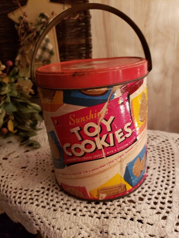 Vintage Sunshine Toy Cookies Tin Cannister Etsy