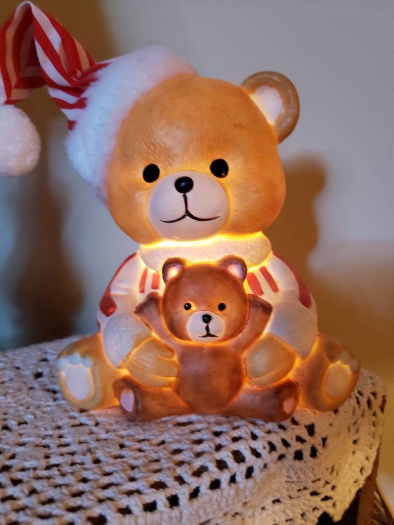 Vintage Light Up Teddy Bear Ceramic Figurine | Etsy