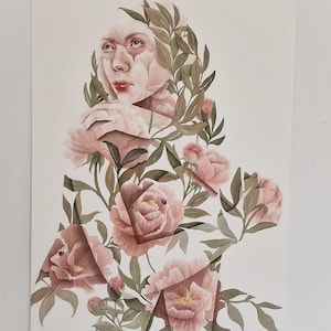 Original Watercolor Painting / Garden of Peonies/ Shabby Chic / Peonies Painting/ Watercolour Peonies /Floral Painting / Shabby Chick Art