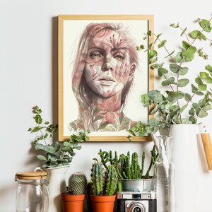 Floral portrait print/ Watercolour portrait print/ Watercolour illustration