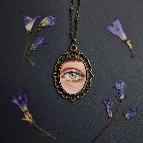 Petit pendentif oeil d'amoureux personnalisé / Miniature oeil d'amoureux / Pendentif vintage personnalisé / Portrait d'oeil personnalisé