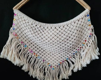 Vintage Fringe Crochet Handbag/ Hippie Boho Crochet Purse/ Crochet Handmade Bucket Bag