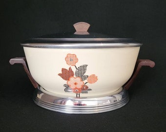 1930's Bak-Serv Casserole Dish & Cradle/ Good Housekeeping Oven Proof Casserole Serving Set/ Paden City Pottery Kitchenware