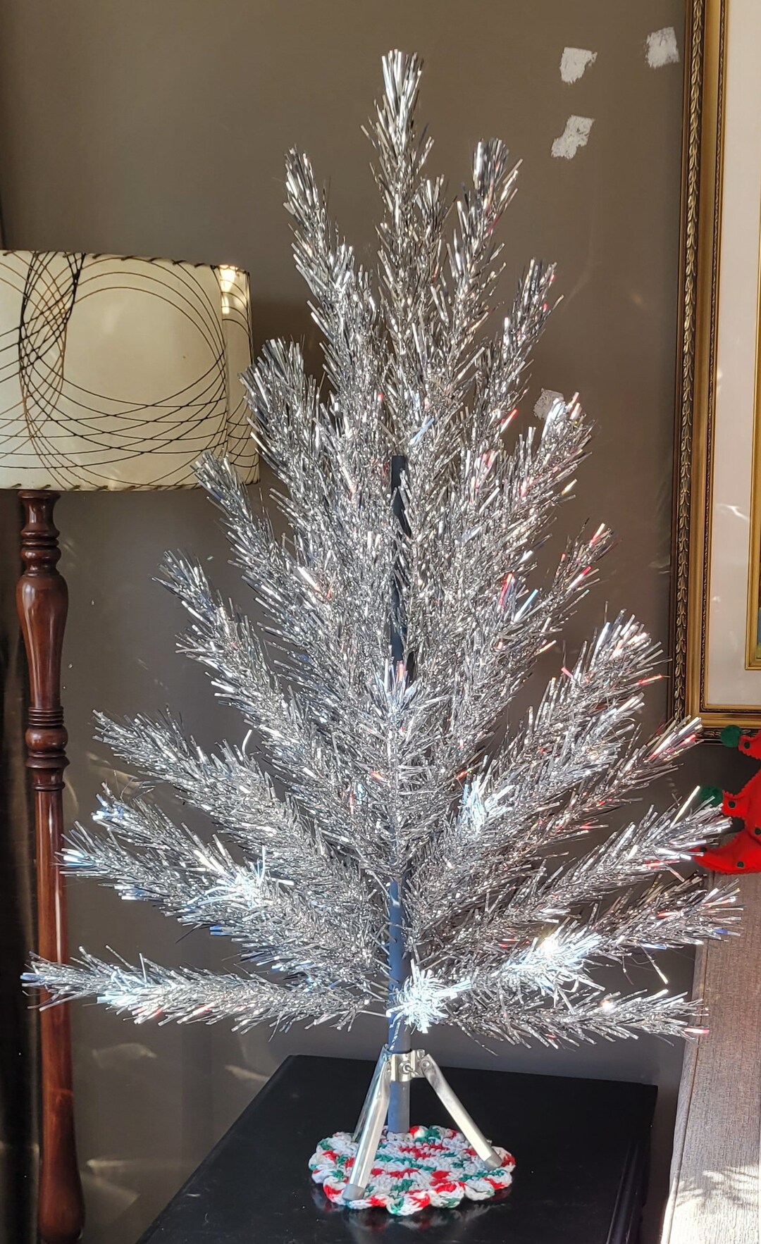 Vintage MINT Silver Aluminum Christmas Tree/ 1960's Kitschy Holiday