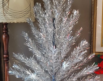 Vintage MINT Silver Aluminum Christmas Tree/ 1960's Kitschy Holiday Decor/ Evergleam Aluminum 48" Christmas Tree