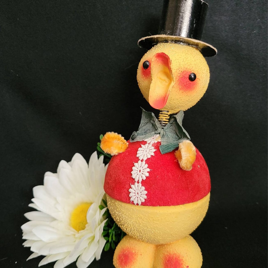 Vintage Germany Papiermache Candy Container/ Kitschy Easter Treat Duck