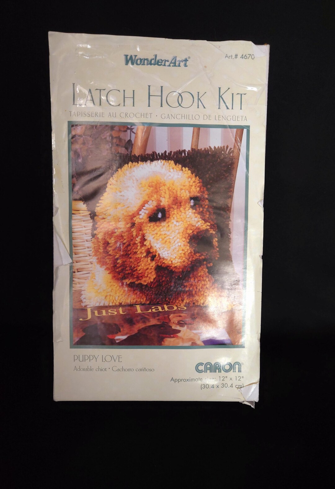 Vintage Fabric Yarn Craft/ Caron Latch Hook Kit/ Puppy Love 4670 Caron ...