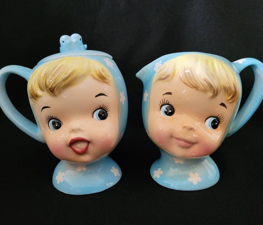 Miss Cutie Pie Blue Cream & Sugar/ Napco 1950 Miss Cutie Pie Miss Cutie Pie Blue Cream & Sugar/ Napco 1950 Miss Cutie Pie