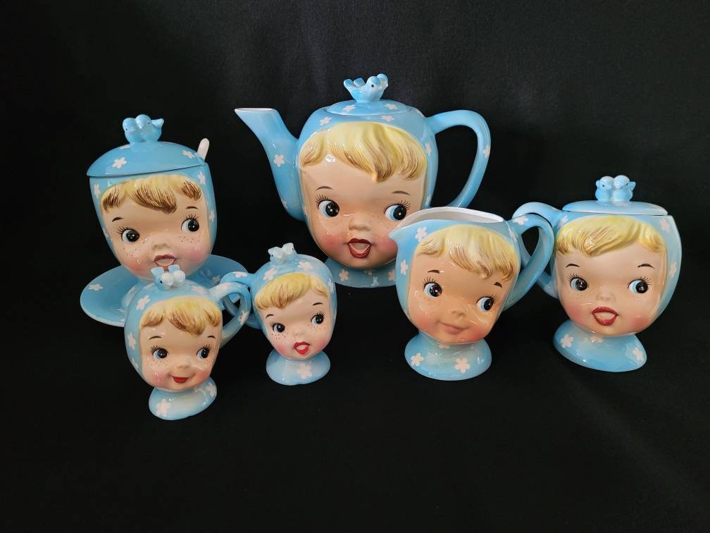 Miss Cutie Pie Blue Cream & Sugar/ Napco 1950 Miss Cutie Pie Miss Cutie Pie Blue Cream & Sugar/ Napco 1950 Miss Cutie Pie
