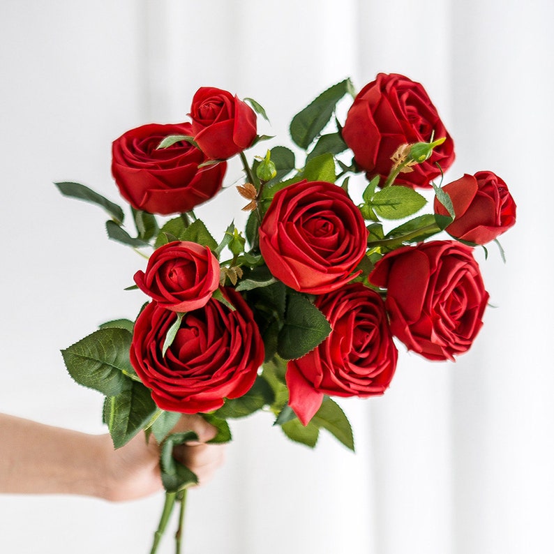 Artificial Flower Arrangement Real Touch Red Roses And Etsy
