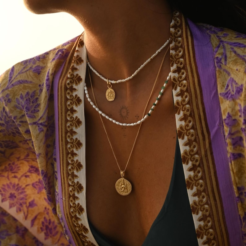 Goddess Tara Pendant Goddess of Protection Pendant Gold Vermeil Buddhist Amulet Necklace Goddess Coin Pendant Ethical Eco Fair Trade image 8