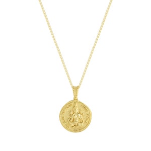 Goddess Tara Pendant Goddess of Protection Pendant Gold Vermeil Buddhist Amulet Necklace Goddess Coin Pendant Ethical Eco Fair Trade image 4