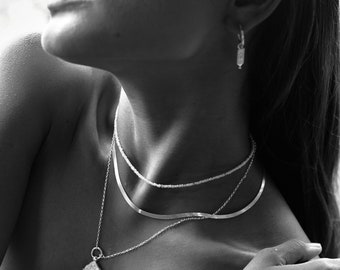 Silver Snake Chain - Silky Silver Snake Chain - Herringbone Snake Chain - Classic Silver Snake Chain - Simple Silver Chain - Layering Chain