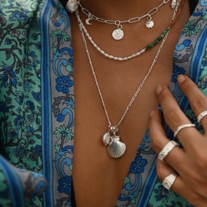 Silver Sea Shell Pendant Long Shell Necklace Recycled Silver Shell Necklace Scallop Pendant Mermaidcore Ethical Fair Trade Artisan image 7