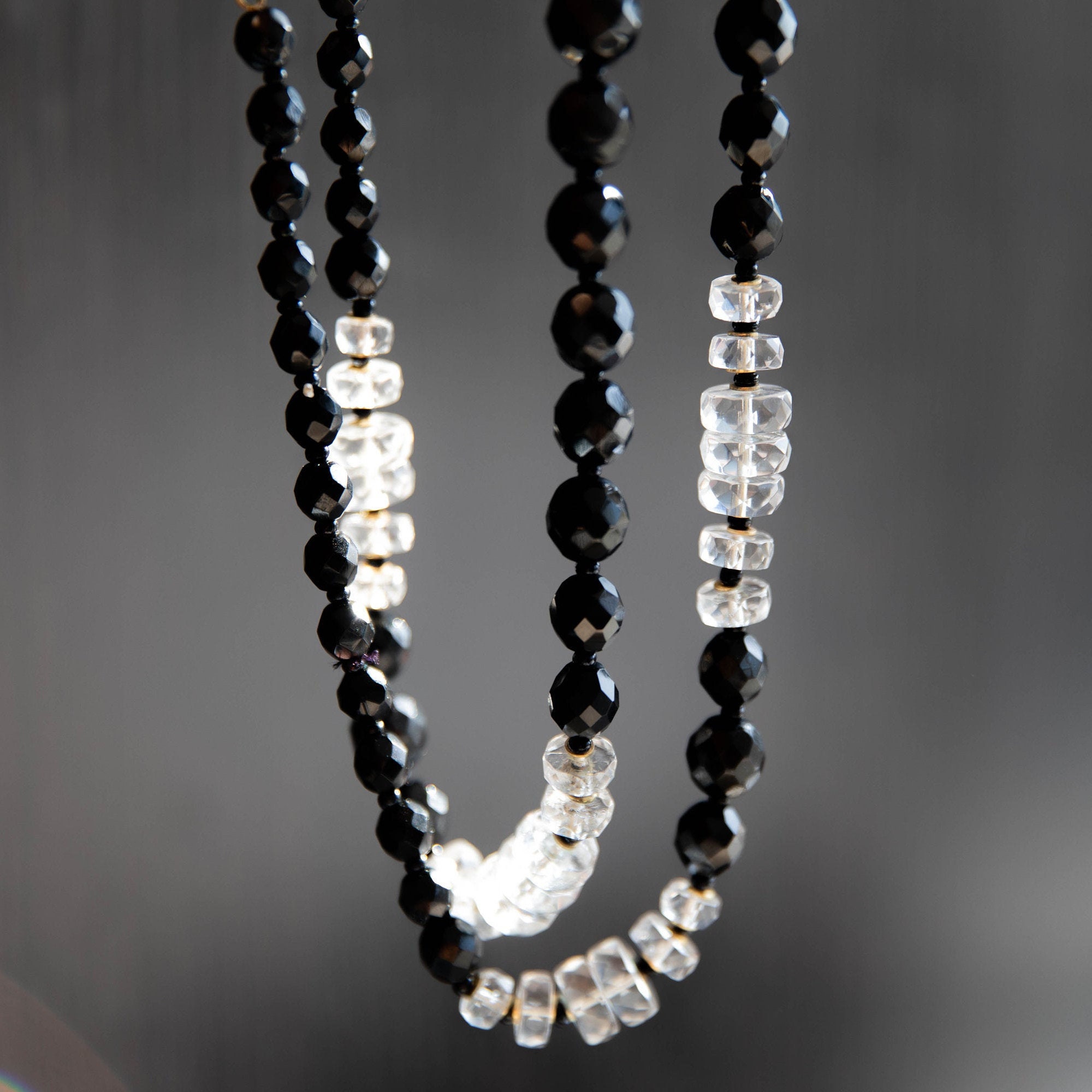 French jet necklace Vintage black glass necklace Jet black Etsy