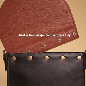 Leather Shoulder bag, saddle bag, flap over bag Black Hot Pink Handbag by ulloo, gift for her Valentine's gift image 9