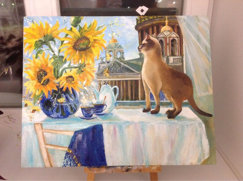 New Year painting Pet Portraits Custom Portrait New Year Christmas painting Cat Portrait Cat painting Christmas painting