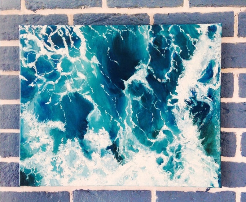 Sea Wave Deep blue Foam Ocean Power Abstract art Sea Etsy