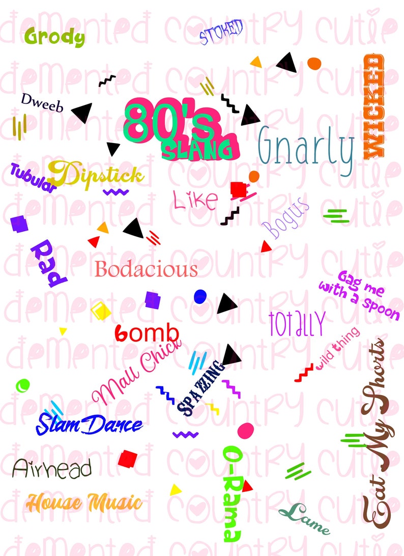 80s SVG 80 slang words cricut silhouette cutfile cut file Etsy
