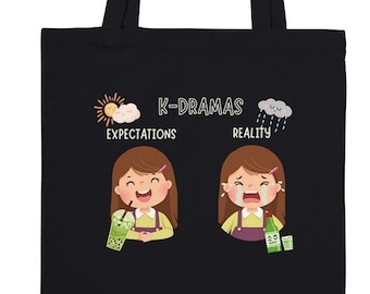 K-Drama Expectation Reality Premium Tote Bag - K-drama bag - K-drama gift bag