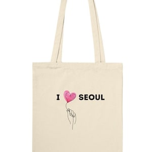 I love Seoul Minimalist Premium Tote Bag - I love Seoul city - Travel Seoul Bag - Korea Travel Bag
