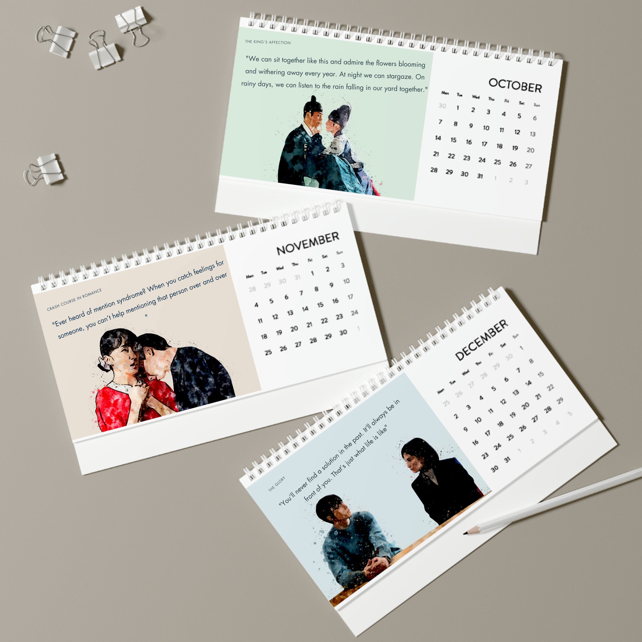 Kdrama Calendar Kdrama Inspired Images & Quotes Desk Calendar (2024
