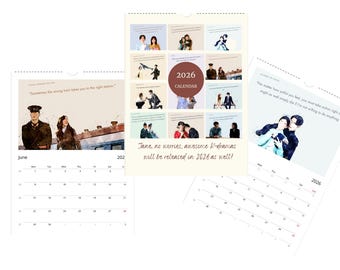 Personalized K-drama Wall Calendar 2026 - Wall K-drama Inspired Images and Quotes - 2026 Wall calendar
