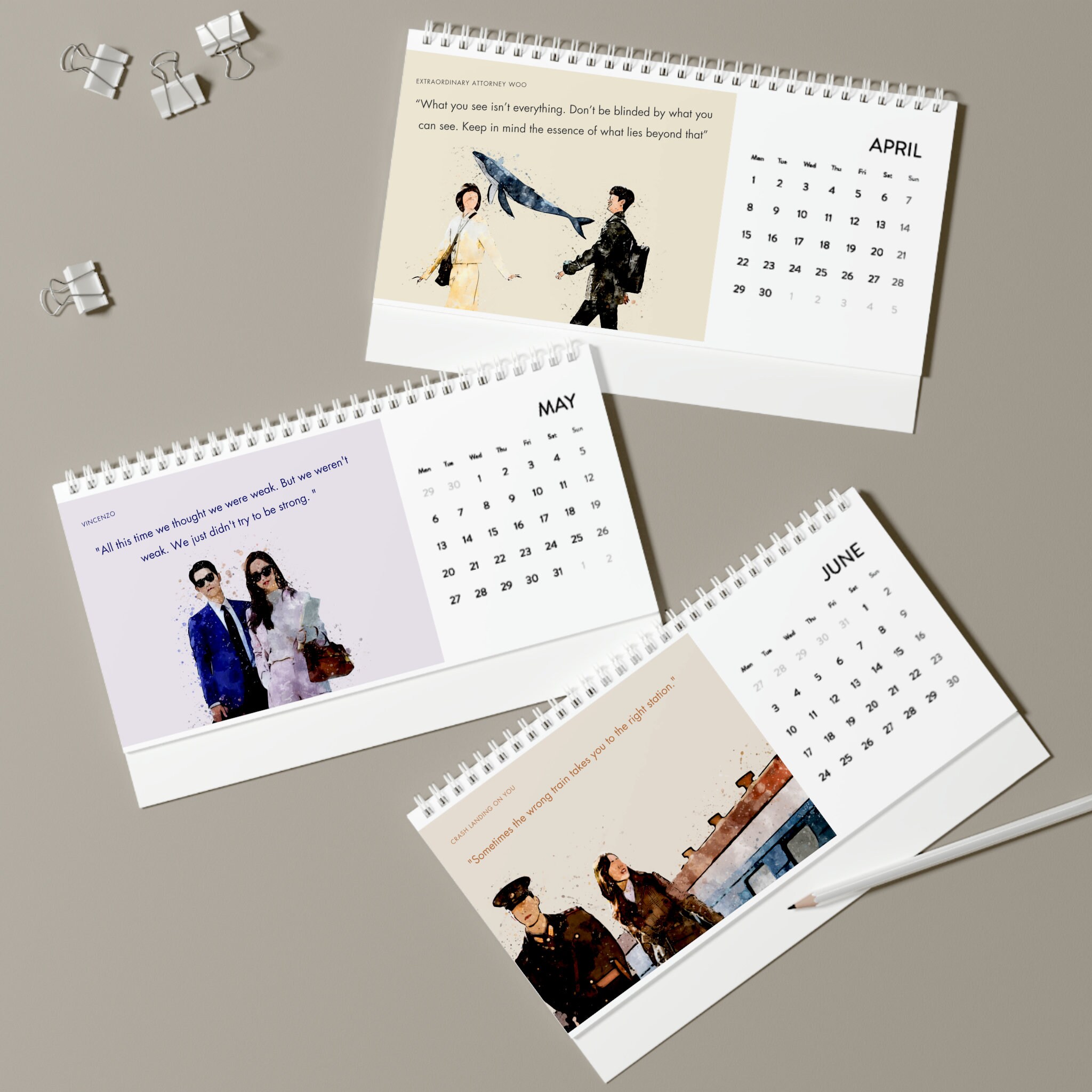 Kdrama Calendar Kdrama Inspired Images & Quotes Desk Calendar (2024