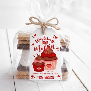 EDITABLE Valentine's Day Muffin gift tag printable, Coworker Teacher Staff Appreciation Gift, Thank you tag, DIY Instant download Template image 1