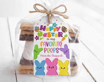 EDITABLE Treats For My Peeps Gift tag printable, Easter tag digital, Classroom Party Favor Tags, Bunny tags, Instant Download, DIY Corjl 019