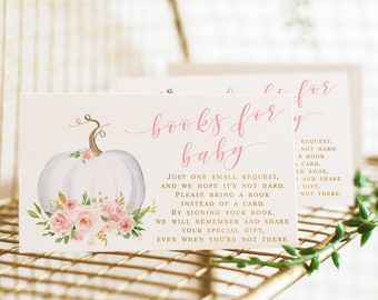 bowtie Baby boy build a library twins shower G107 Books for Baby Blue book request insert Fall Pumpkins