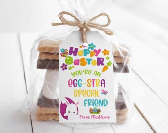 EDITABLE Easter bunny tag printable, You're an egg-stra special friend, Treat tags for kids, Easter appreciation gift, Instant Download 019