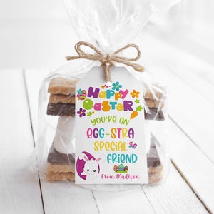 BEWERKBARE Paashaas tag afdrukbaar, Je bent een speciale vriend van Egg-stra, Behandel tags voor kinderen, Paaswaardering cadeau, Instant Download 019